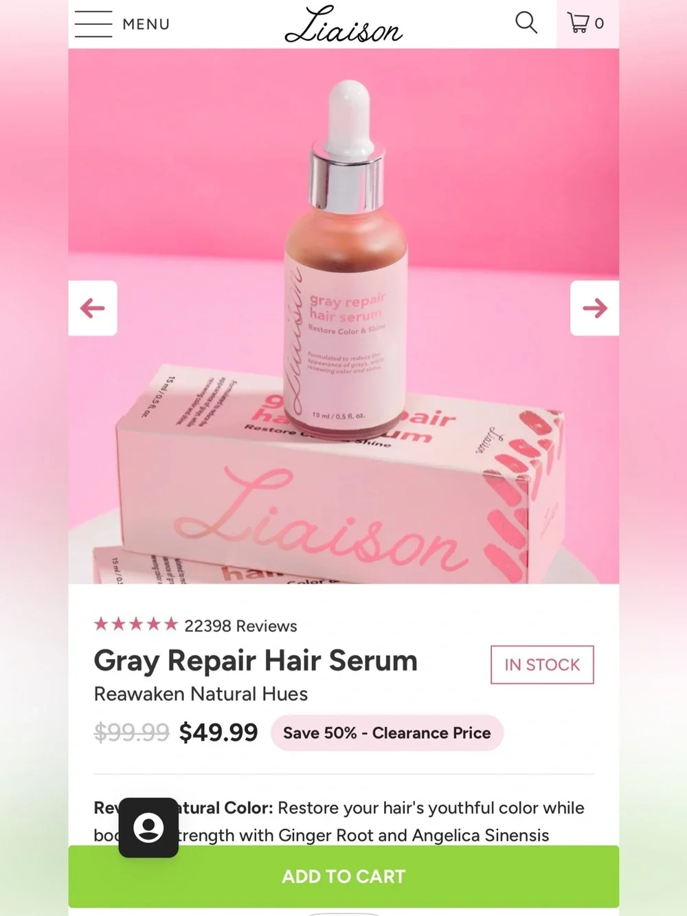 Liaison Gray Repair Hair Serum 0.5 oz NEW Sealed Hair & Scalp Serum